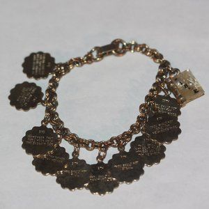 Vintage Ten 10 Commandments Metal Charm Bracelet Women's Silver Tone Bible
